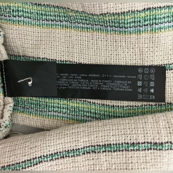 ๐ด ZARA | NWOT The Beth top rustic  crop top striped green cream - size X Small - Picture 9 of 11
